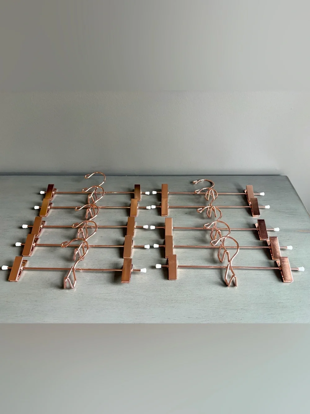 Space Saving Hangers Rose Gold Pink Metal Pant Jean Skirt Clip Clothes -10 Pack